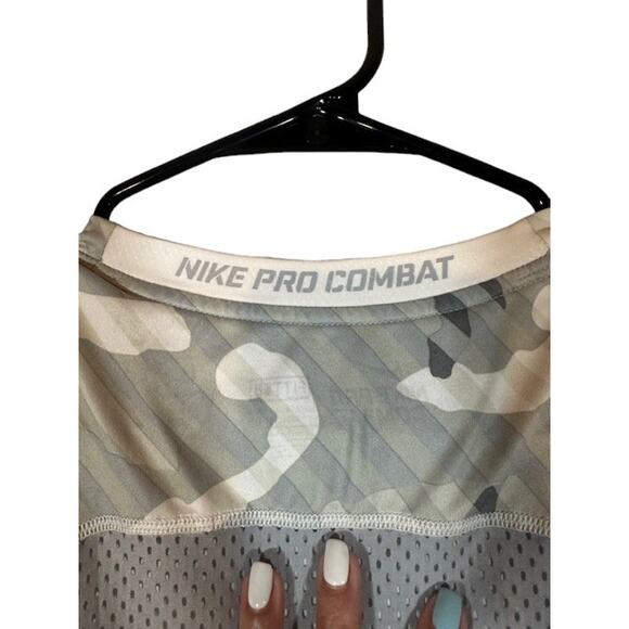 Nike Pro Dri-Fit Combat Gray Camo Short Sleeve Fitted T-Shirt Women Sz XL - Picture 9 of 12